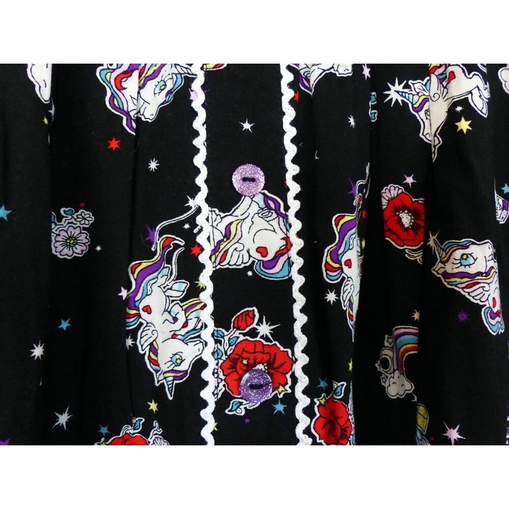 Hell Bunny Skirt Women XL Black Unicorn Rainbow 60s Mod Retro Kidcore Kawaii NWT - Picture 5 of 15